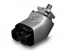 Imagen F2-42/42-L Parker bomba hidráulica de pistones acodada doble caudal 42+42 cc/rev con eje estriado 8 dientes