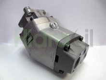 Imagen F2-53/53-R Parker bomba hidráulica de pistones acodada doble caudal 53+53 cc/rev con eje estriado 8 dientes