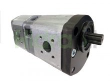 Imagen 0510665087 Bosch Rexroth bomba hidráulica doble de engranajes 16+8 cc/rev con eje estriado 9 dientes