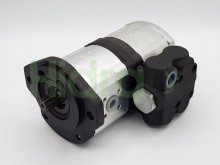 Imagen 0510565050 Bosch Rexroth bomba hidráulica doble de engranajes 14+11 cc/rev con eje estriado y regulador