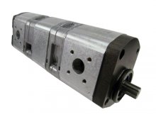 Imagen 0510565432 Bosch Rexroth bomba hidráulica triple de engranajes 14+4+11 cc/rev con eje estriado 9 dientes
