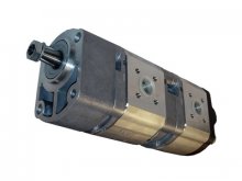 Imagen 0510555306 Bosch Rexroth bomba hidráulica doble de engranajes 14+11 cc/rev con soporte rodamiento y eje cónico