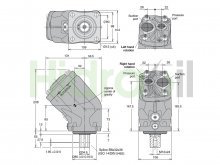 Thumbnail of F1-061-RB 3784060 Parker bomba hidráulica de pistones acodada 61 cc/rev con eje estriado 8 dientes BSP a derechas