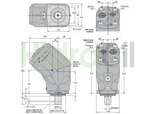 Thumbnail of F1-101-RB 3784100 Parker bomba hidráulica de pistones acodada 101 cc/rev con eje estriado 8 dientes BSP a derechas