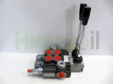 Imagen DM38/2 Hidraoil distribuidor manual de 2 palancas 3/8" para doble efecto, retorno muelle, monobloque