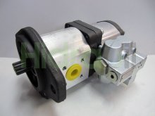 Imagen 0510767033 Bosch Rexroth bomba hidráulica doble de engranajes 28+16 cc/rev con eje estriado 13 dientes con válvula