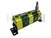 Imagen 9RS02E36 Vivolo divisor de caudal de engranajes de 2 elementos 9,8cc/rev con 1 sola válvula 140-350 bar grupo 1 Vivoil