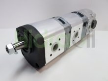 Imagen 0510665465 Bosch Rexroth bomba hidráulica triple de engranajes 16+14+8 cc/rev con eje cónico