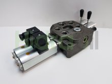 Imagen DME38/2 Hidraoil distribuidor eléctrico y manual de 2 elementos 3/8" 24V DC para doble efecto monobloque