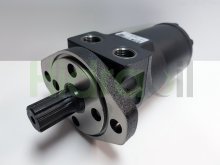 Imagen 158-1455-001 Char-Lynn Eaton motor hidráulico orbital 306 cc/rev con eje estriado z6 brida de 2 taladros y tomas GAS