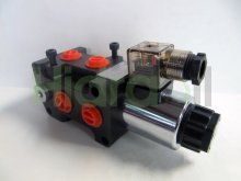 Imagen WSEL6V038-24VDC Hidraoil válvula desviadora selectora de 6 vías G3/8 24V DC apilable con drenaje
