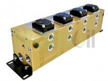 Imagen MVA0436 VM Vivolo divisor de caudal de engranajes de 4 elementos 9.8 cc/rev alta precisión Vivoil