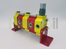 Imagen 9RS02E13 Vivolo divisor de caudal de engranajes de 2 elementos 2.30 cc/rev con 1 sola válvula 70-315 bar grupo 0 Vivoil