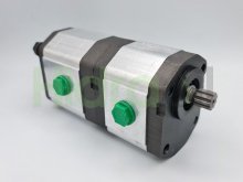 Imagen 1LM9-22IT55R Roquet bomba hidráulica doble de engranajes 6+14.6 cc/rev con eje estriado 9 dientes
