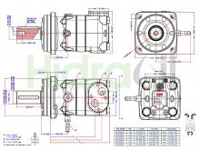 Imagen OMT500EM 151B3265 Danfoss motor hidráulico orbital 500 cm3/rev con eje D40 G3/4 brida centraje D125 versión EUR con sensor de velocidad
